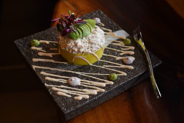 Warike Restobar gourmet meal, intricately decorated.