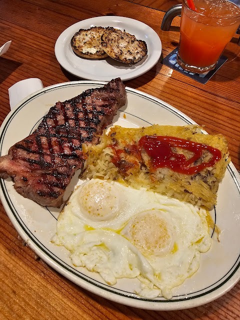 Steak and eggs breakfast available every day at 10 am 9am on Sundays
