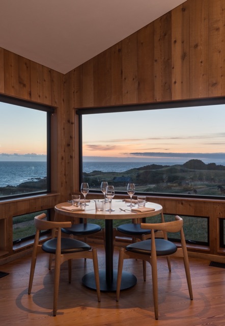 The Dining Room overlooks the ocean, making it a great spot to watch the sunset.