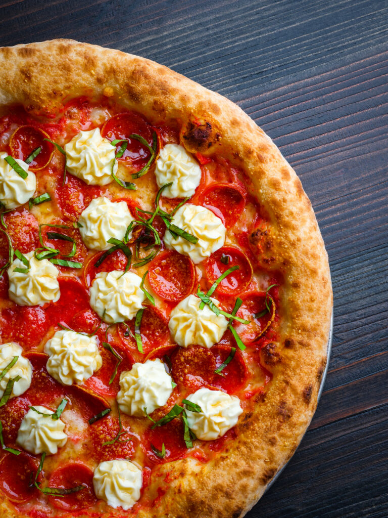 Artisan pepperoni pizza.