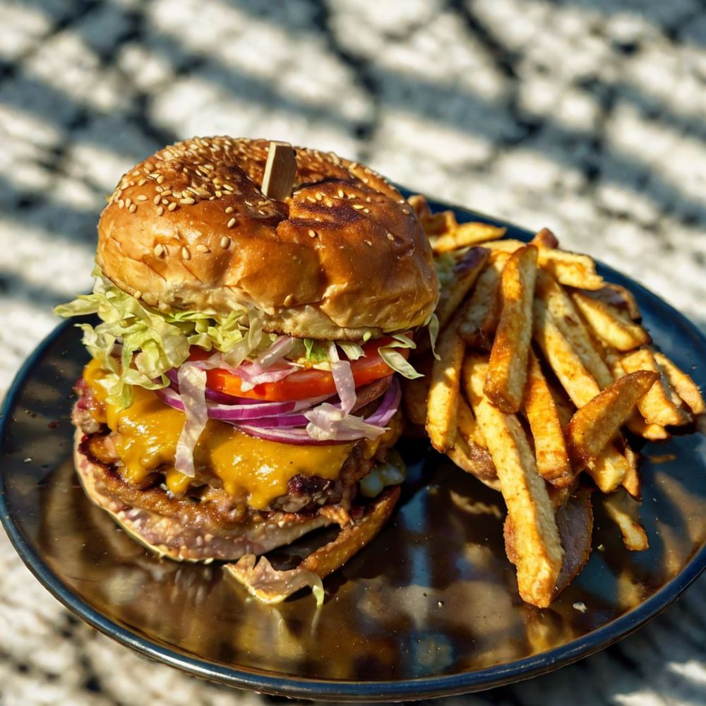 Burger and fries