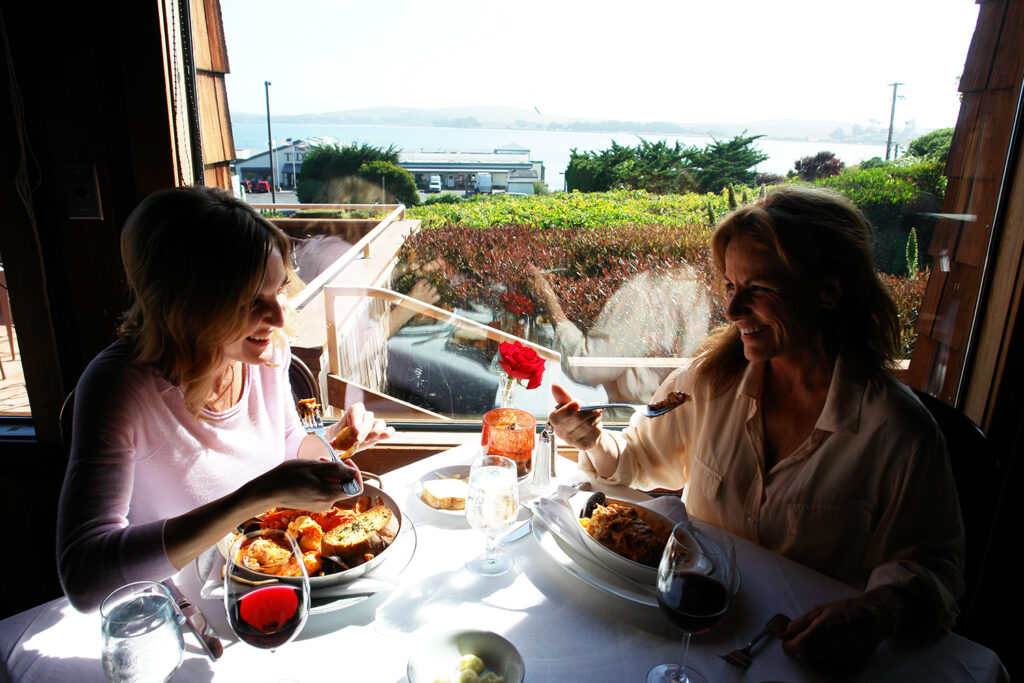 Diners at Bay View Restaurant